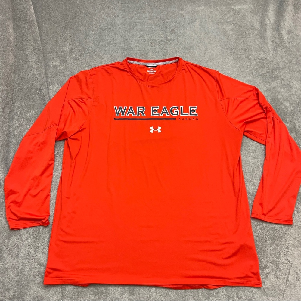 Under Armour Long Sleeve Shirt Orange Auburn War Eagle Graphic Athletic Mens 3XL